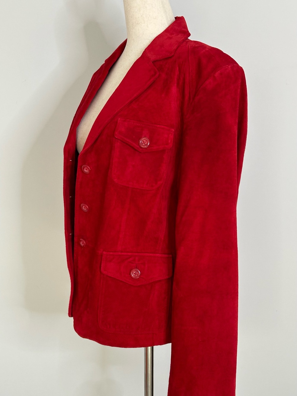 Preston & York Vintage Cherry Red Suede Leather Blazer size Large - Picture 6 of 9